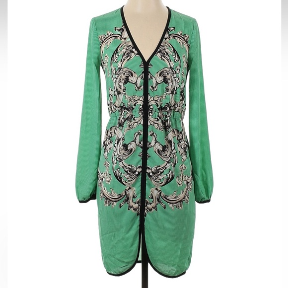 BCBGMAXAZRIA Mint Green Medallion Print Dress Women’s Size XXS 00 0 - Picture 3 of 7